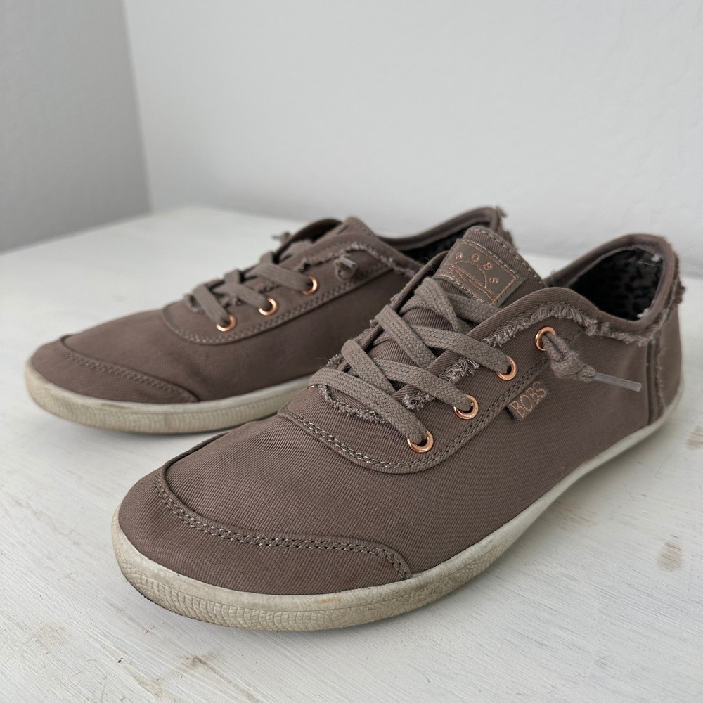 Skechers Sneakers Womens 8.5 B Cute Taupe Frayed BOBS SN 33492